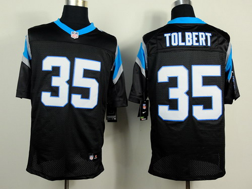 Men's Carolina Panthers #35 Mike Tolbert Black Nik Elite Jersey