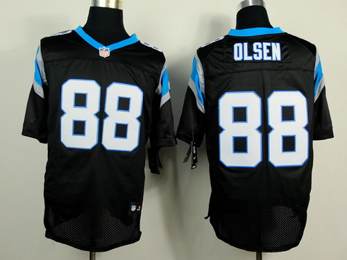 Men's Carolina Panthers #88 Greg Olsen Black Nik Elite Jersey