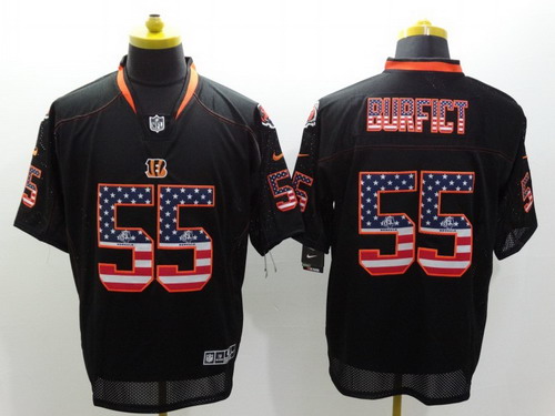 Men's Cincinnati Bengals #55 Vontaze Burfict 2014 USA Flag Fashion Black Nik Elite Jerseys