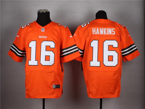 Men's Cleveland Browns #16 Andrew Hawkins Orange Nik Elite Jersey
