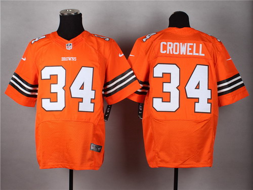 Men's Cleveland Browns #34 Isaiah Crowell Orange Nik Elite Jersey