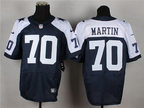 Men's Dallas Cowboys #70 Zack Martin Blue Thanksgiving Nik Elite Jersey