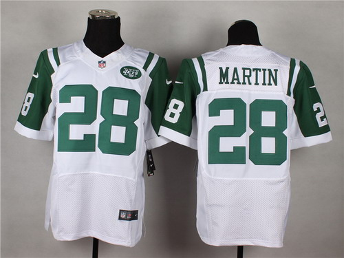 Men's New York Jets #28 Curtis Martin White Nik Elite Jersey