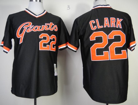 Men's San Francisco Giants #22 Will Clark Black Pullov Throwback Jersey