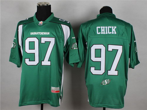 Men's CFL Saskatchewan Roughriders #97 John Chick Home Green Football Jersey