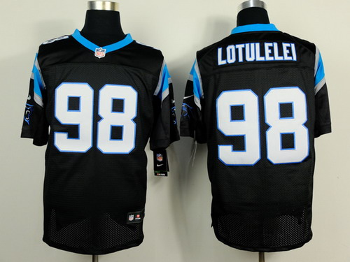 Men's Carolina Panthers #98 Star Lotulelei Black Nik Elite Jersey