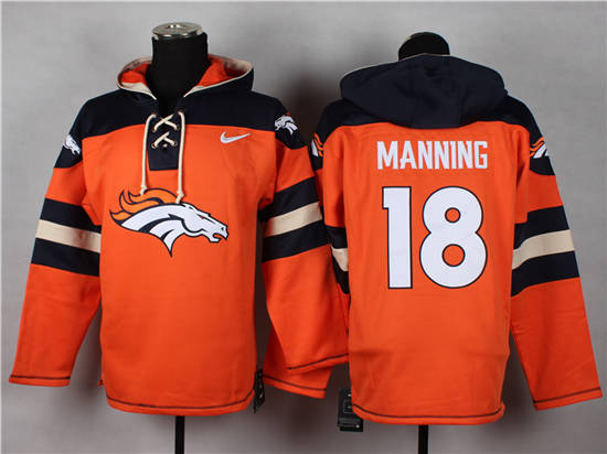 Nike Denver Broncos #18 Peyton Manning Orange With Team Logo Hoody