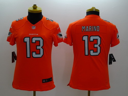 Womens Miami Dolphins #13 Dan Marino Nike Orange Color Rush Limited Jersey