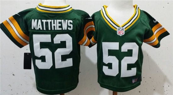 Toddler's Green Bay Packers #52 Clay Matthews Green Nike Football Jersey