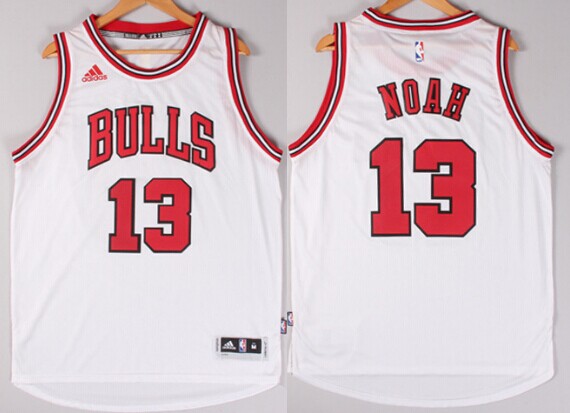 Men's Chicago Bulls #13 Joakim Noah Revolution 30 Swingman 2015 New White Jersey