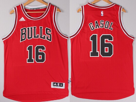 Men's Chicago Bulls #16 Pau Gasol 2015 Revolution 30 Swingman Red Jersey