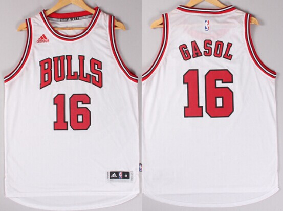 Men's Chicago Bulls #16 Pau Gasol 2015 Revolution 30 Swingman White Jersey