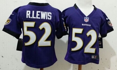 Toddler's Baltimore Ravens #52 Ray Lewis Purple Nik Football Jersey