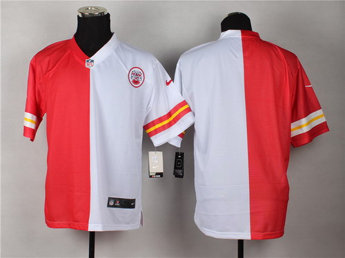 Men's Kansas City Chiefs Blank Red White Nik Split Elite Jersey