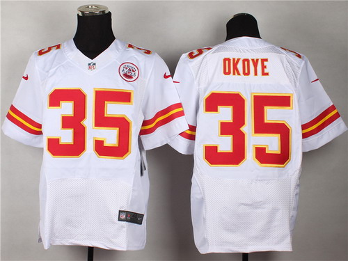 Men's  Kansas City Chiefs Throwback Player #35 Christian Okoye White Nike Elite Team Jersey