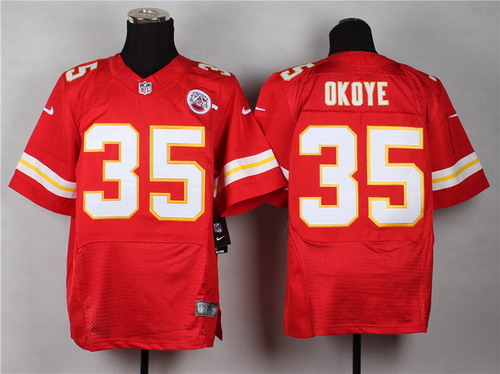 Men's  Kansas City Chiefs Throwback Player #35 Christian Okoye Red Nike Elite Team Jersey