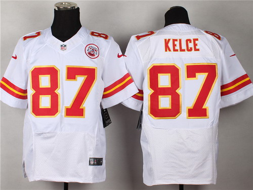 Men's Kansas City Chiefs #87 Travis Kelce White Nik Elite Jersey