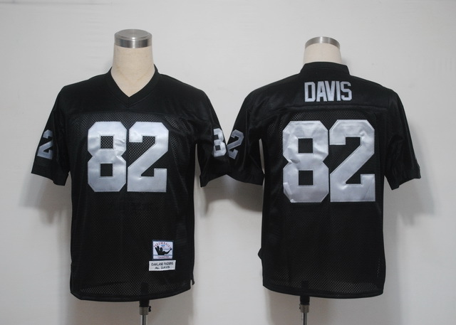 Mens Mitchell&Ness Oakland Raiders #82 Al Davis Black Throwback Jerseys