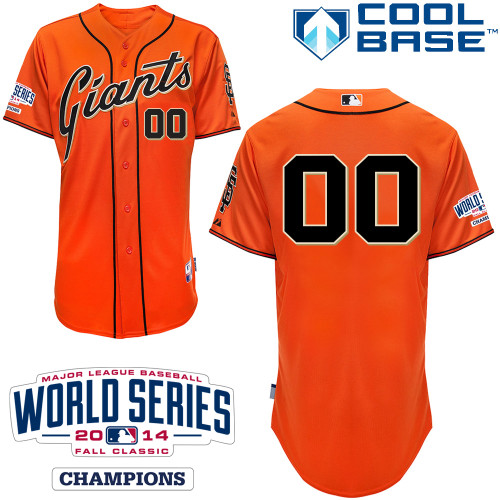 Men's San Francisco Giants Orange Personalized Jersey with 2014 World Series Patch 