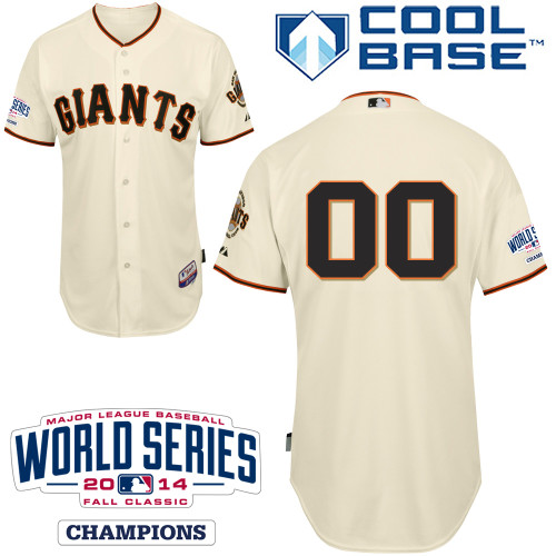 Men's San Francisco Giants Cream Personalized Jersey with 2014 World Series Patch  