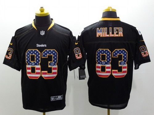 Men's Pittsburgh Steelers #83 Heath Miller 2014 USA Flag Fashion Black Nik Elite Jerseys