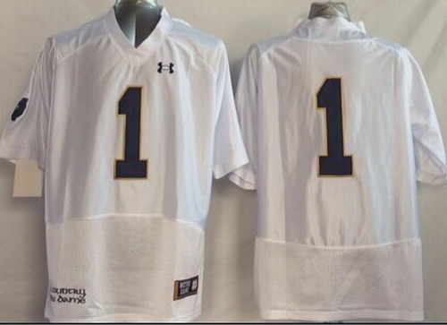 Men's Notre Dame Fighting Irish #1 Withough Name 2014 White Jersey