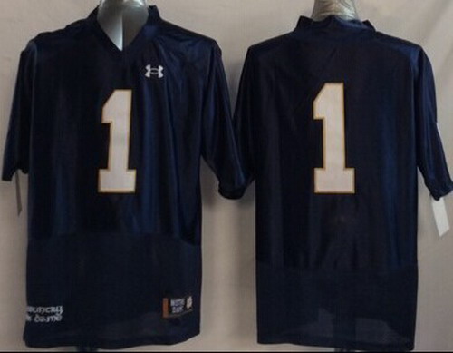 Men's Notre Dame Fighting Irish #1 Withough Name 2014 Blue Jersey