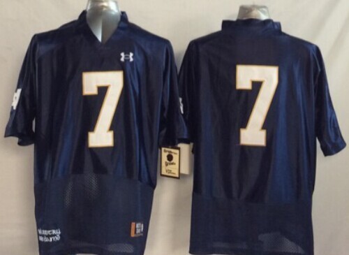 Men's Notre Dame Fighting Irish #7 Stephon Tuitt Under Armour Navy Without Name College Football Game Jersey