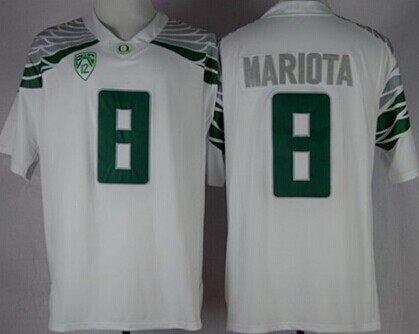 Men's Oregon Duck #8 Marcus Mariota 2014 White Limited Jersey