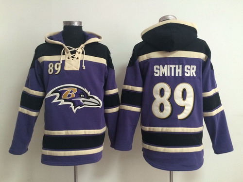 NFLPLAYERS Baltimore Ravens #89 Steve Smith Sr Purple Hoodie