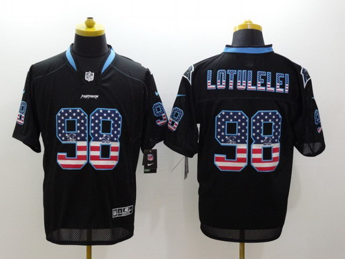 Men's Carolina Panthers #98 Star Lotulelei 2014 USA Flag Fashion Black Nik Elite Jerseys
