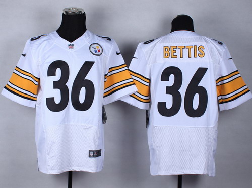 Men's Pittsburgh Steelers #36 Jerome Bettis White Nik Elite Jersey