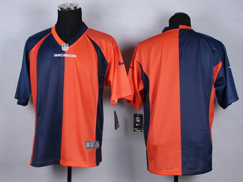 Men's Denver Broncos Blank Blue OrangeSplit Nik Elite Jersey
