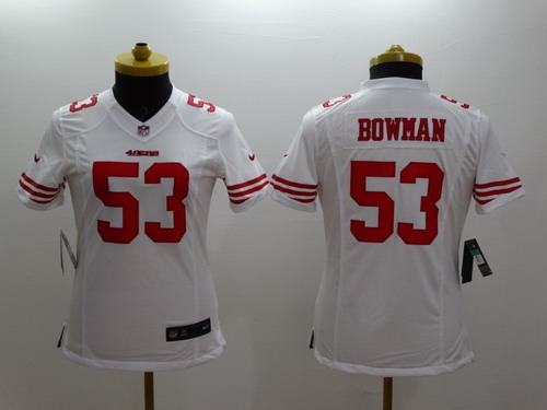 Women's San Francisco 49ers #53 Navorro Bowman White Nik Limited Jersey
