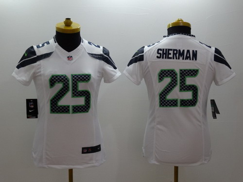 Women's Seattle Seahawks #25 Richard Sherman White Nik Limited Jersey
