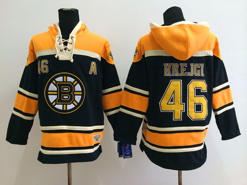 Boston Bruins #46 David Krejci Black Old Time Hockey hoodie