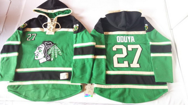 Chicago Blackhawks #27 Johnny Oduya Green Old Time Hockey hoodie