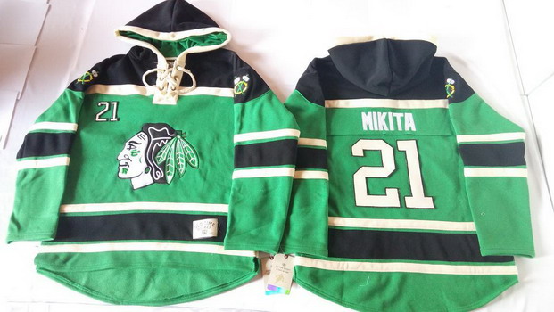 Chicago Blackhawks #21 Stan Mikita Green Old Time Hockey hoodie