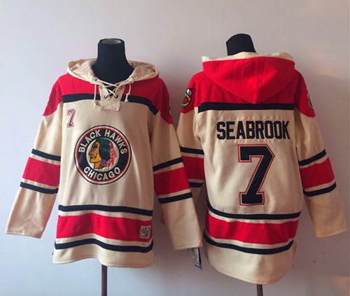 Chicago Blackhawks #7 Brent Seabrook Cream Old Time Hockey hoodie