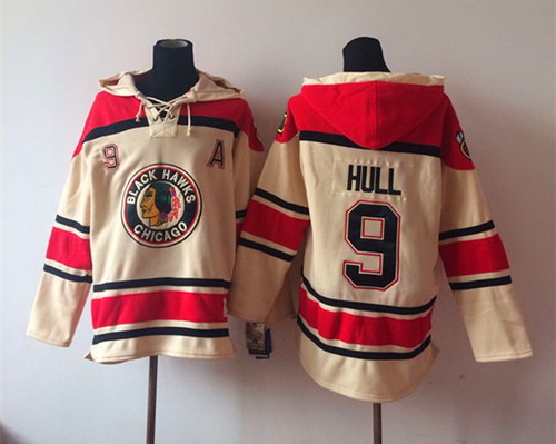 Chicago Blackhawks #9 Bobby Hull Cream Old Time Hockey hoodie