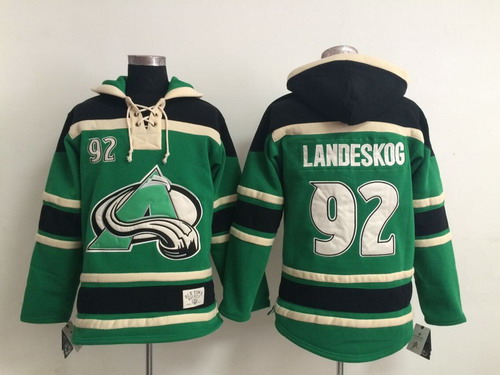 Colorado Avalanche #92 Gabriel Landeskog Green Old Time Hockey Hoodie