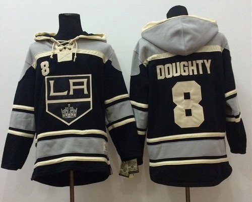 Los Angeles Kings #8 Drew Doughty Black Old Time Hockey Hoodie