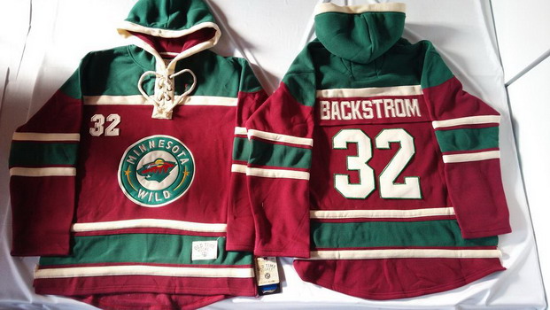 Minnesota Wild #32 Niklas Backstrom Red Old Time Hockey Hoodie