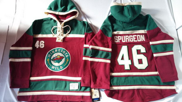 Minnesota Wild #46 Jared Spurgeon Red Old Time Hockey Hoodie