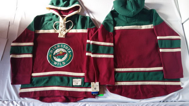 Minnesota Wild Blank Red Old Time Hockey Hoodie