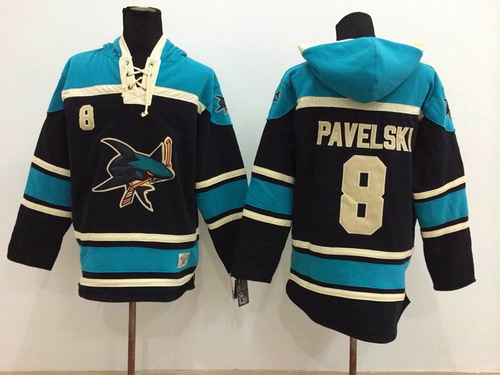 San Jose Sharks #8 Joe Pavelski Black Old Time Hockey hoodie