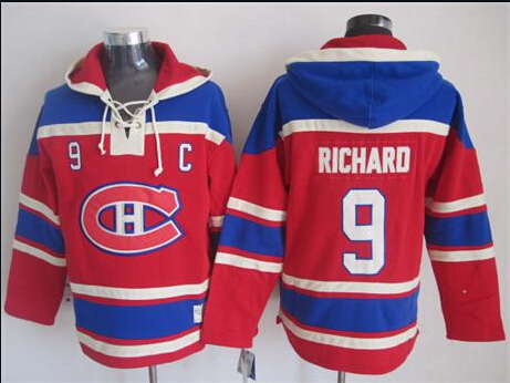 Montreal Canadiens #9 Maurice Richard Red Old Time Hockey hoodies