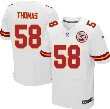 Men's Kansas City Chiefs #58 Derrick Thomas White Nik Elite Jersey