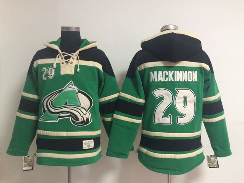 Colorado Avalanche #29 Nathan MacKinnon Green Old Time Hockey Hoodie