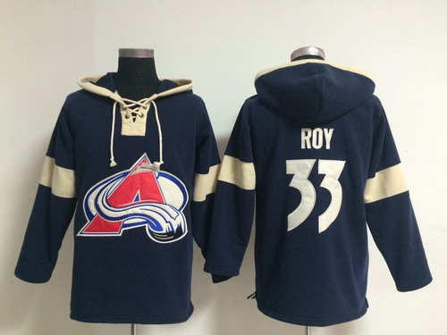 Old Time Hockey Colorado Avalanche #33 Patrick Roy Pullover Hoody -2014 Red Navy Blue